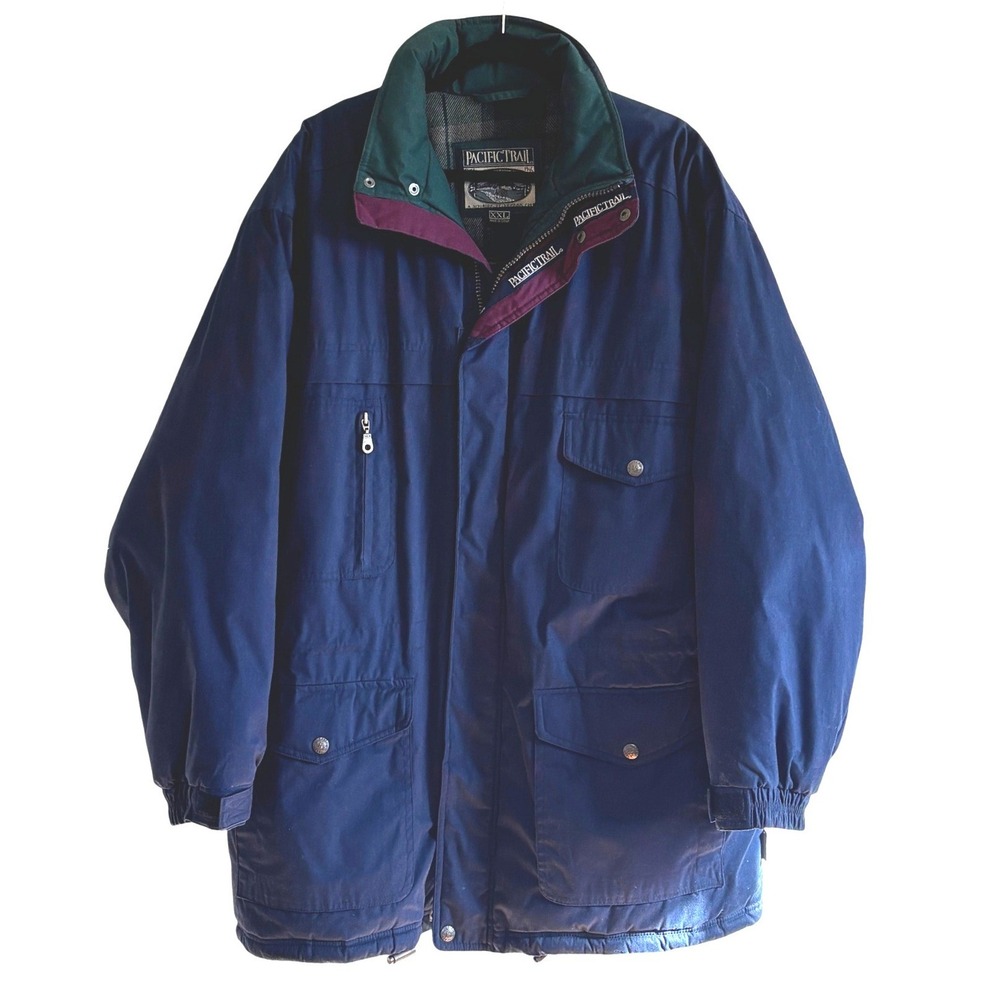 Pacific Trail Mens‎ XXL Blue Quilted Lined Parka Jacket Outdoor Wear